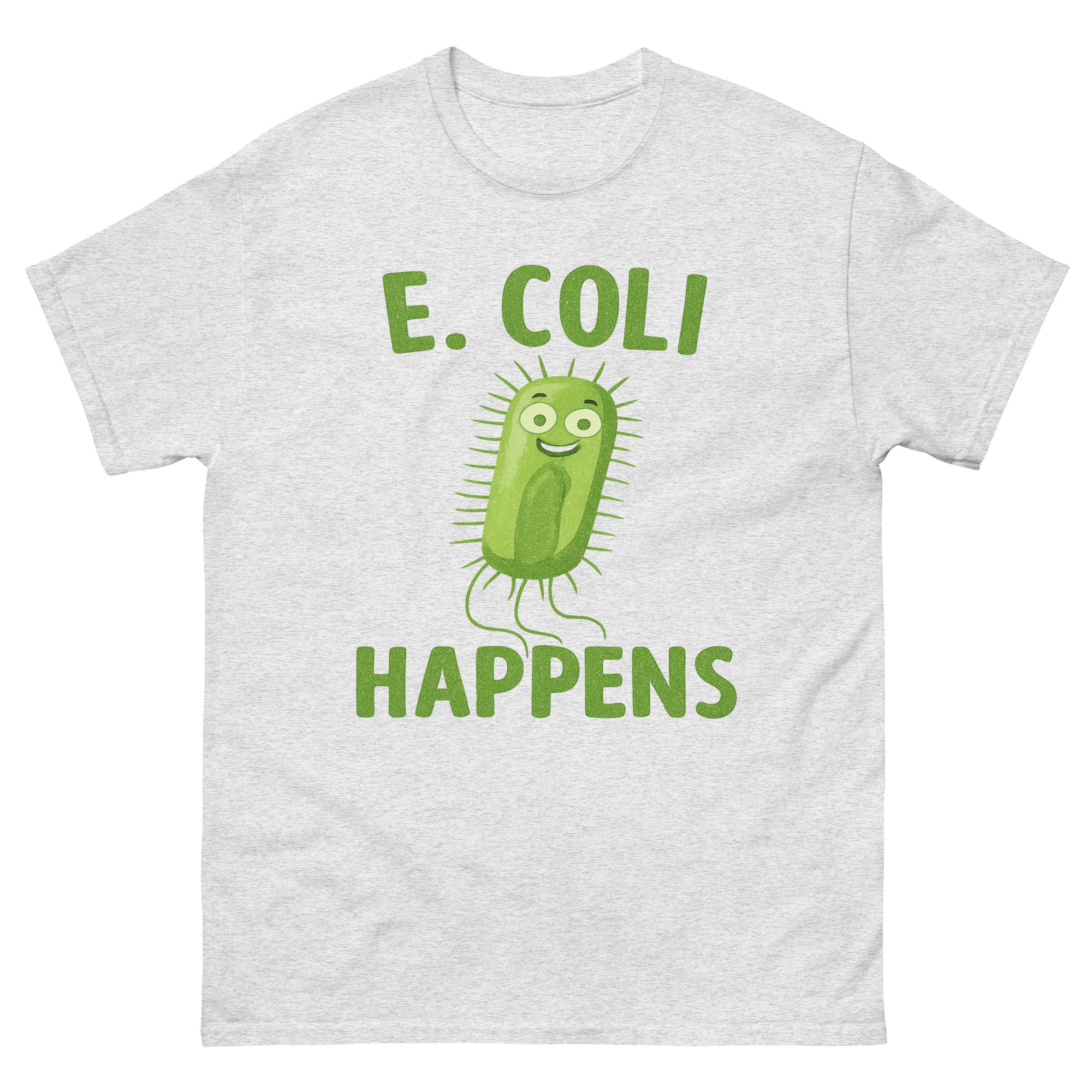 Funny E Coli T Shirt with cartoon bacteria and science joke design