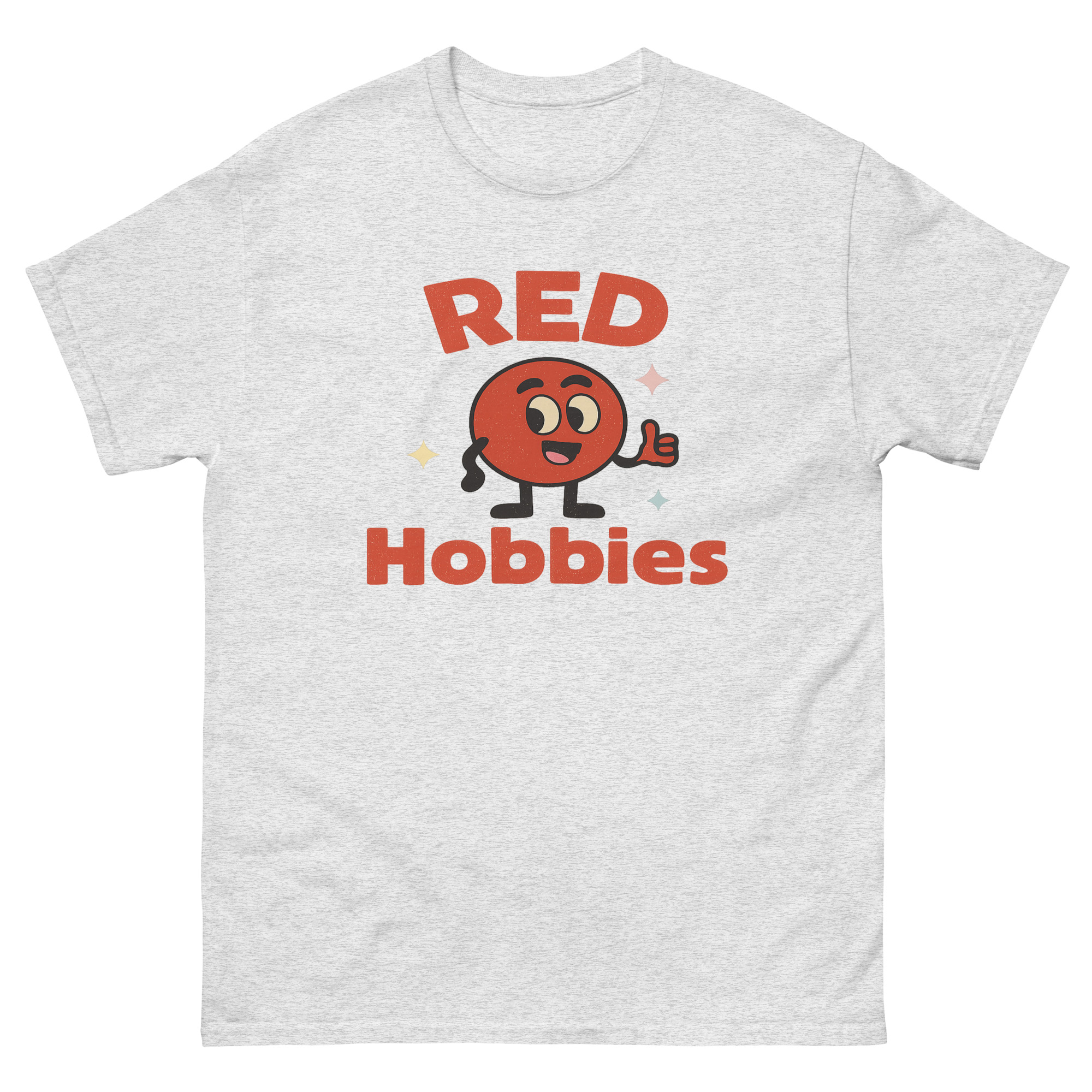 Red ball character t shirt with funny cartoon hobby design