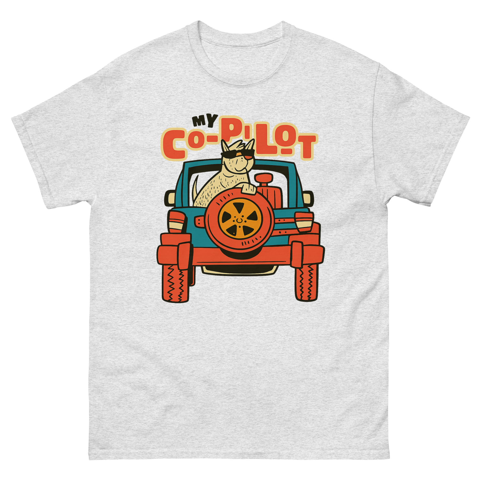 Dog co-pilot funny t-shirt with travel theme design