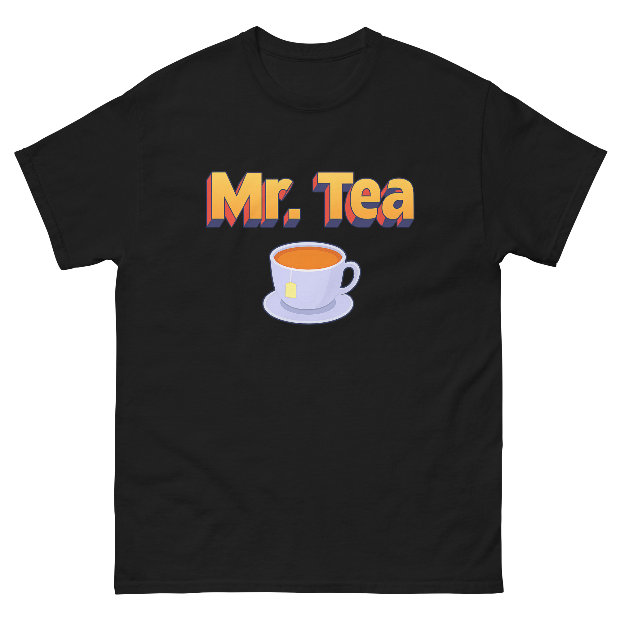 mr tea shirt with cup of tea graphic design