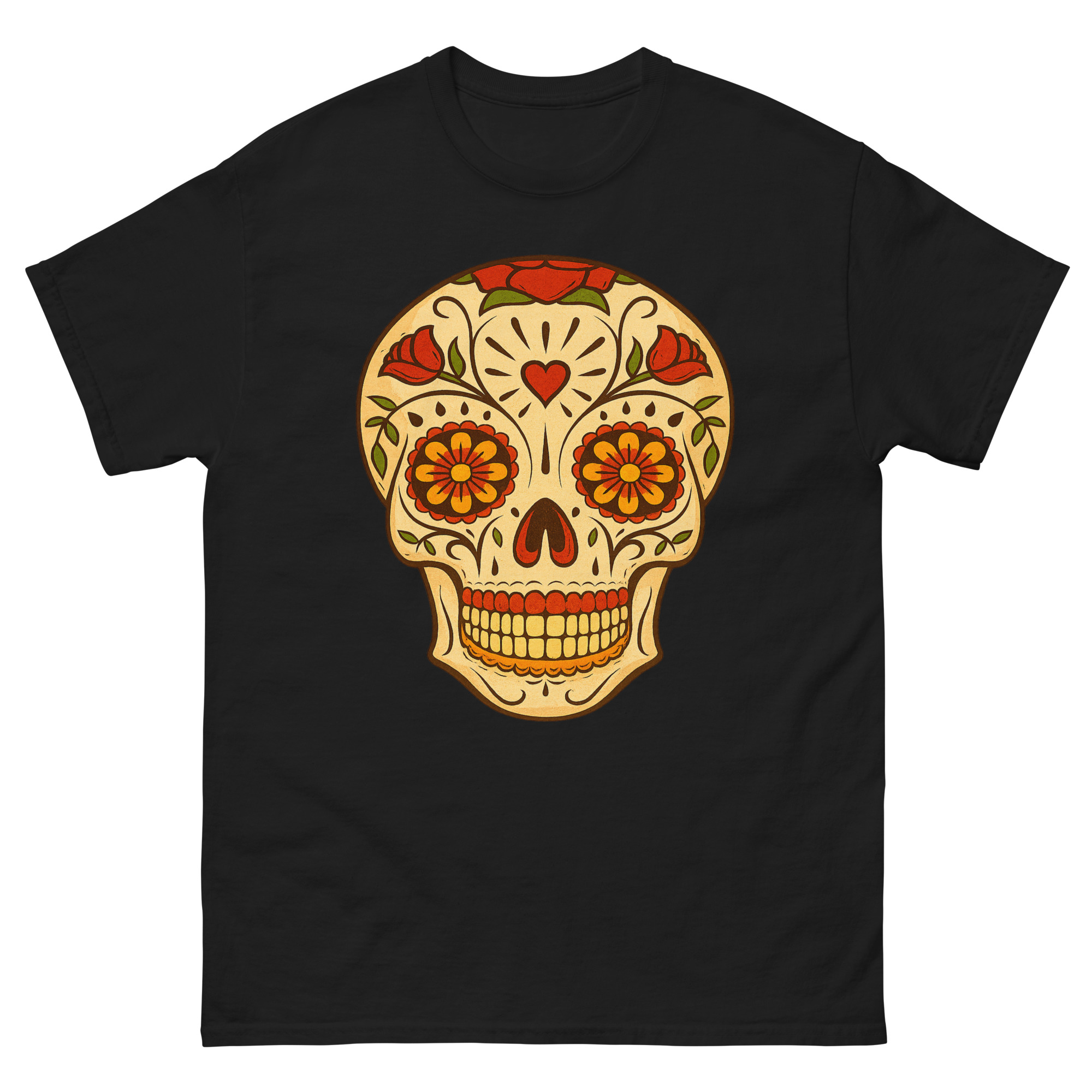 Candy skull t-shirt with colorful floral design