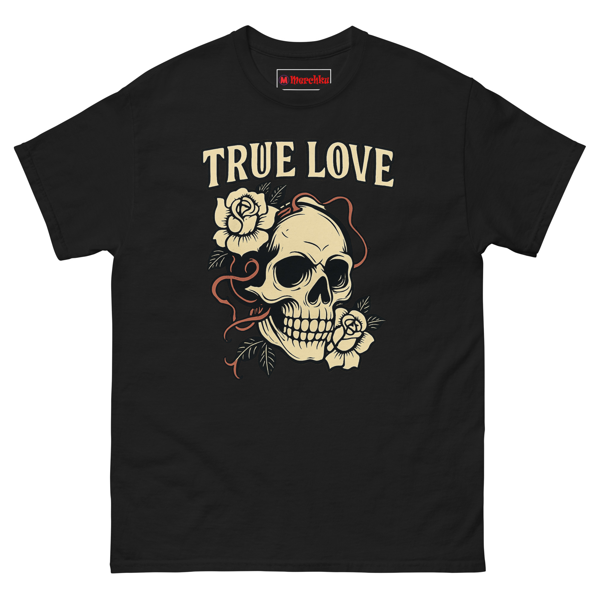 Skull with roses shirt gothic graphic design