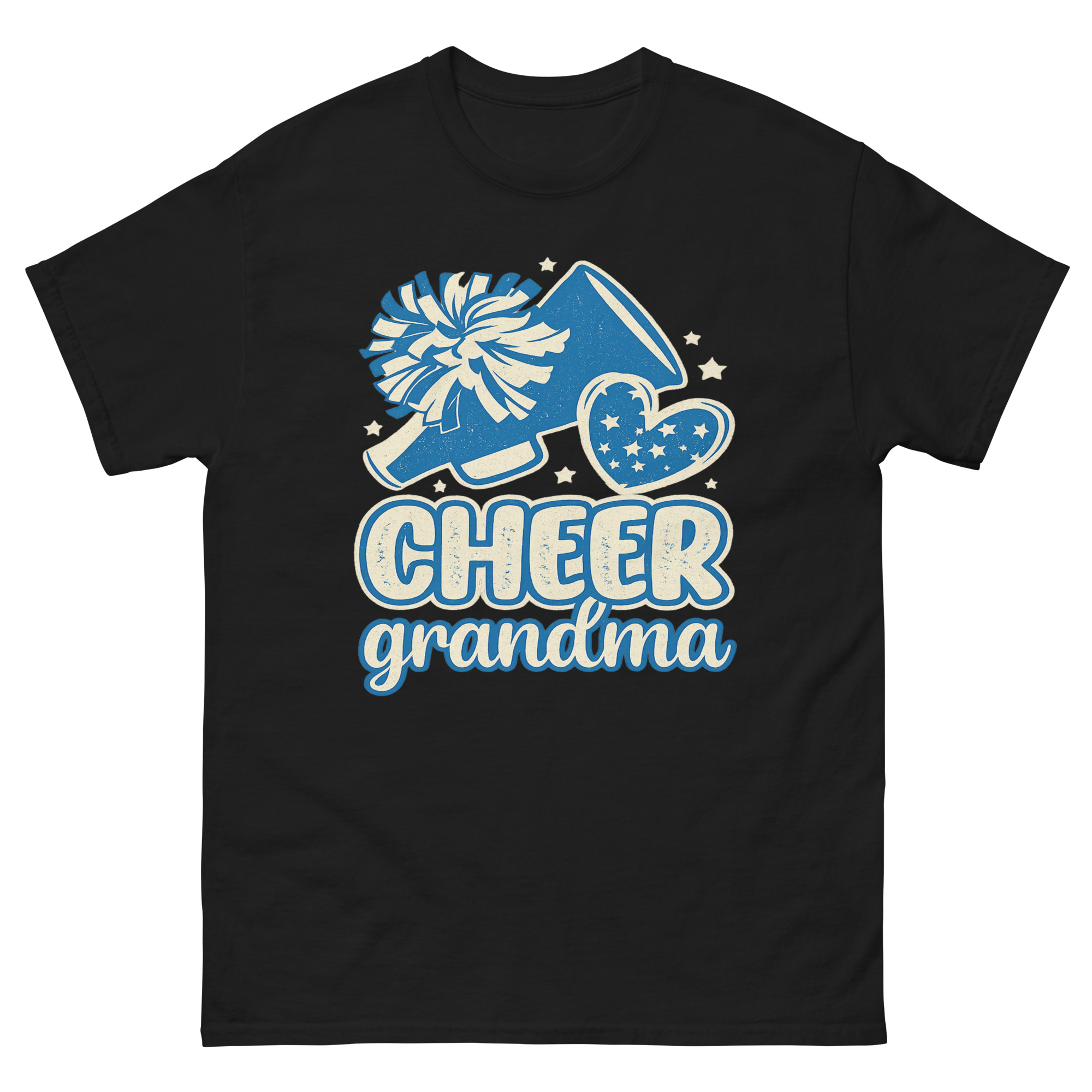 Cheer grandma shirt with pom-pom and megaphone design