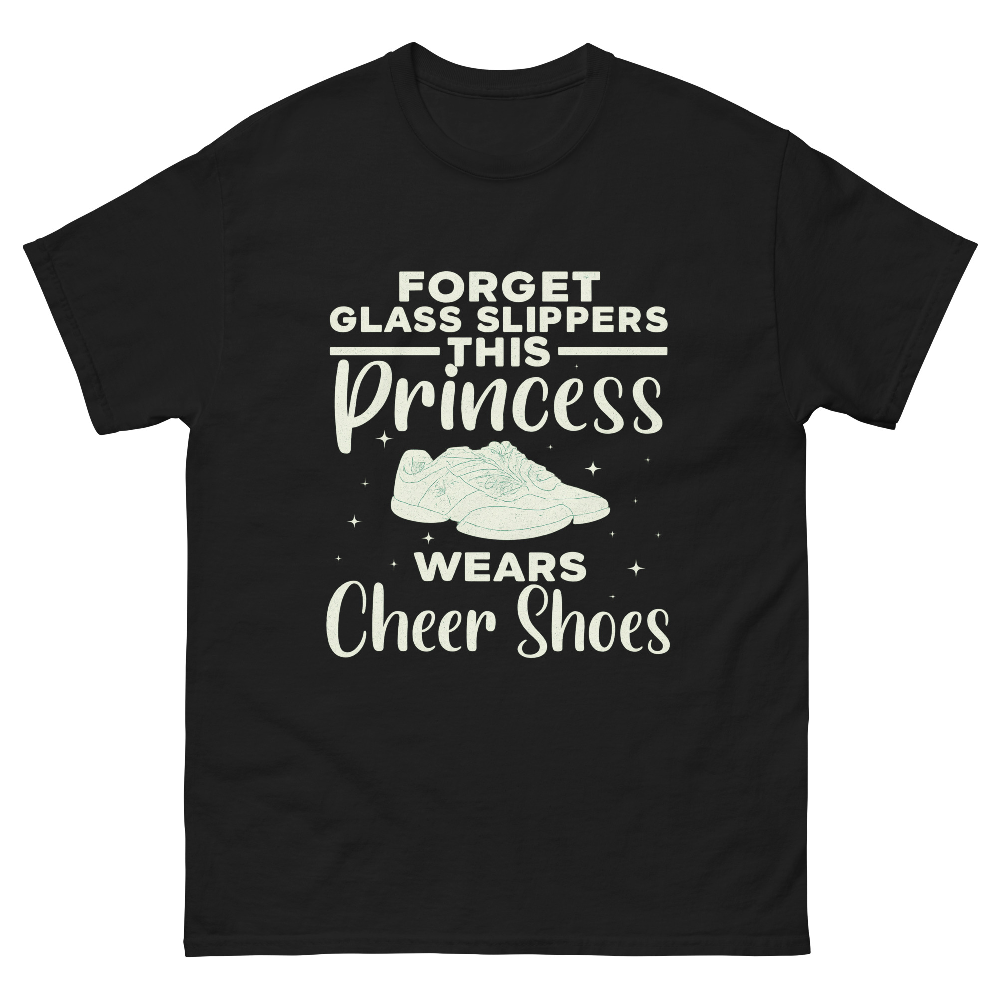 Cheer practice shirt with princess wears cheer shoes design