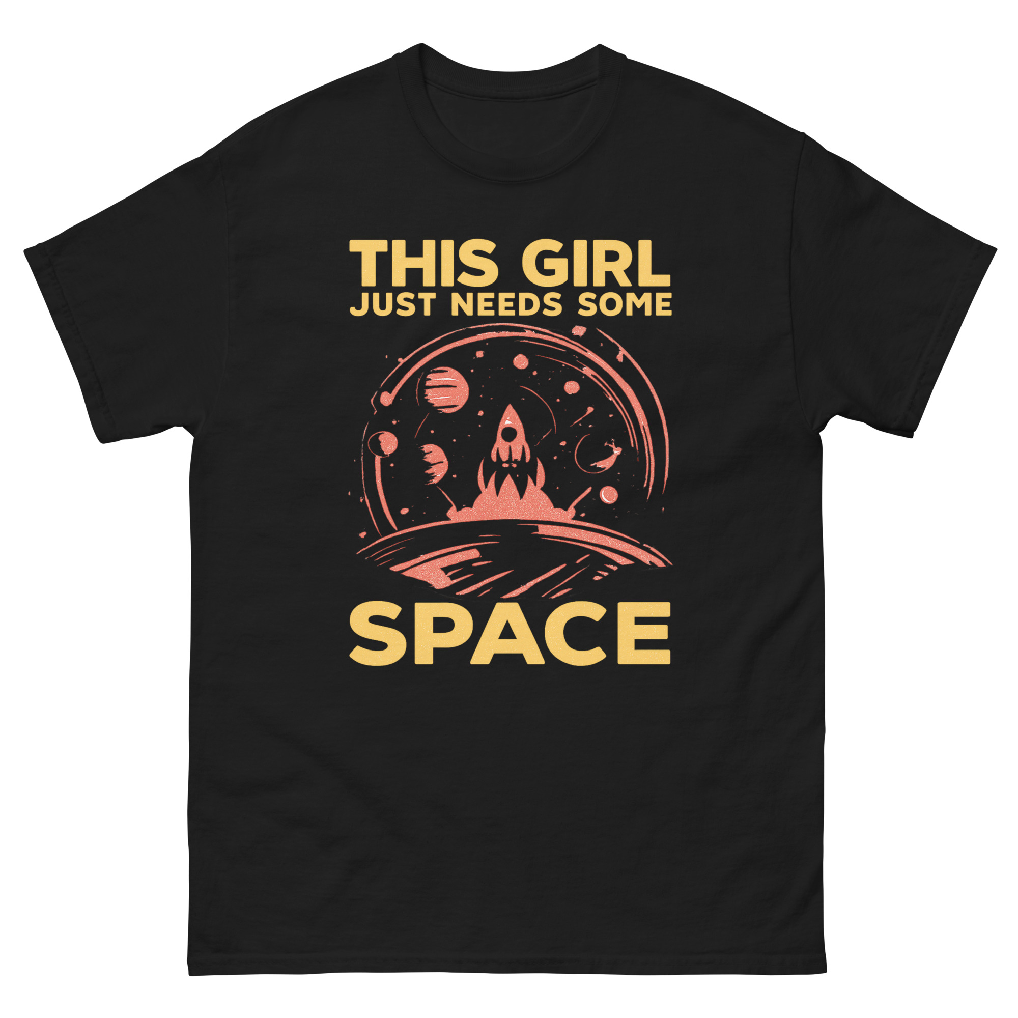 Funny astronomy t shirt with rocket and planets design
