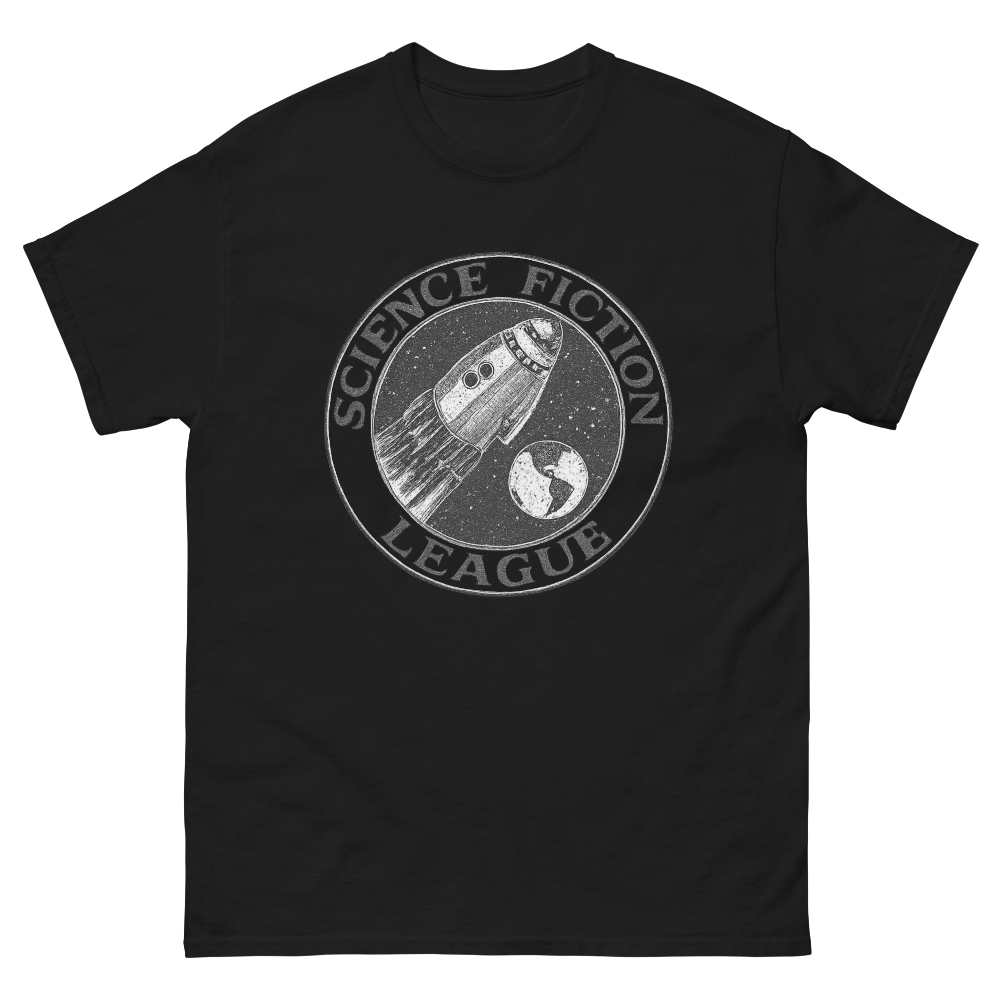 Science fiction t shirt with rocket ship design