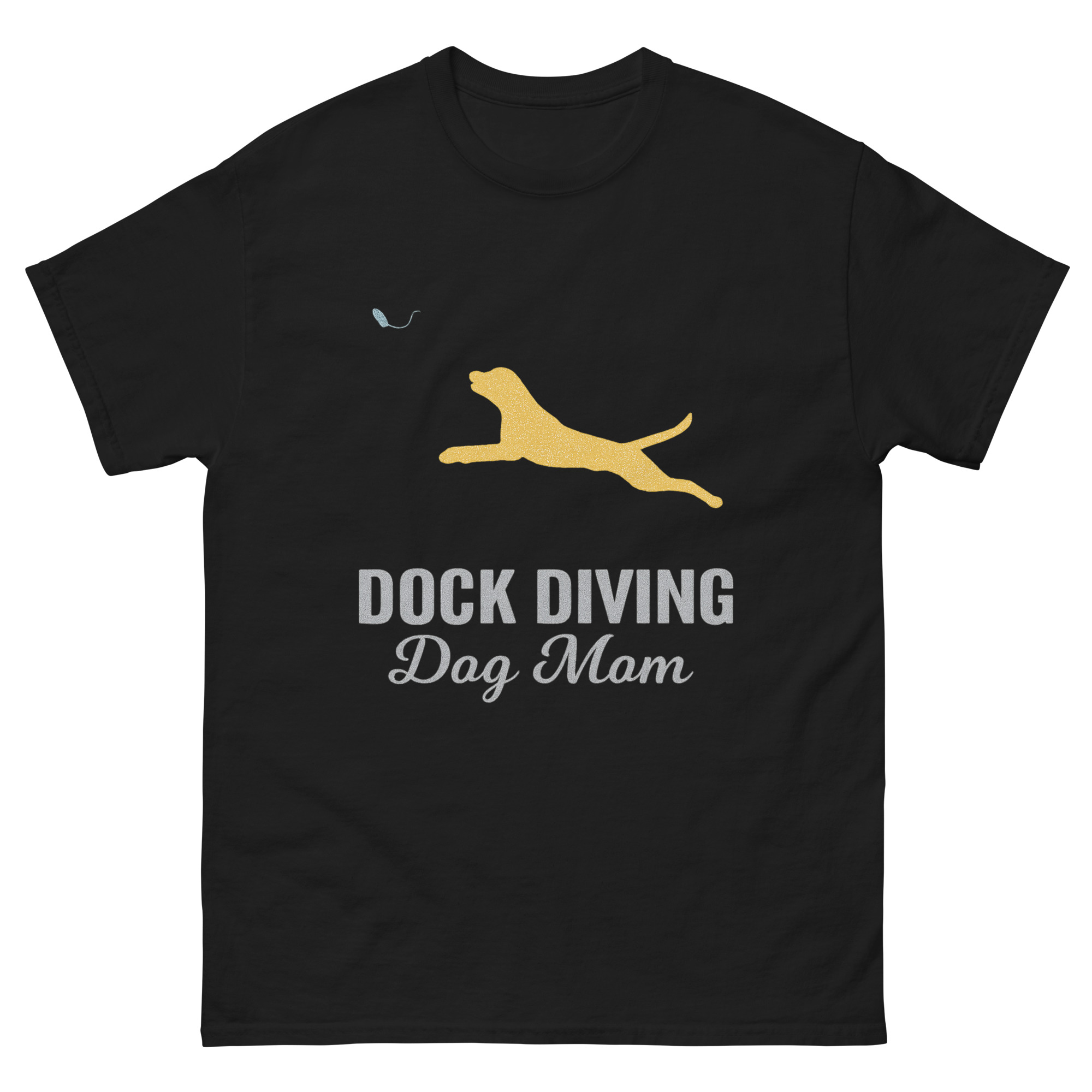 Dock Diving Dog Mom shirt with jumping dog graphic design