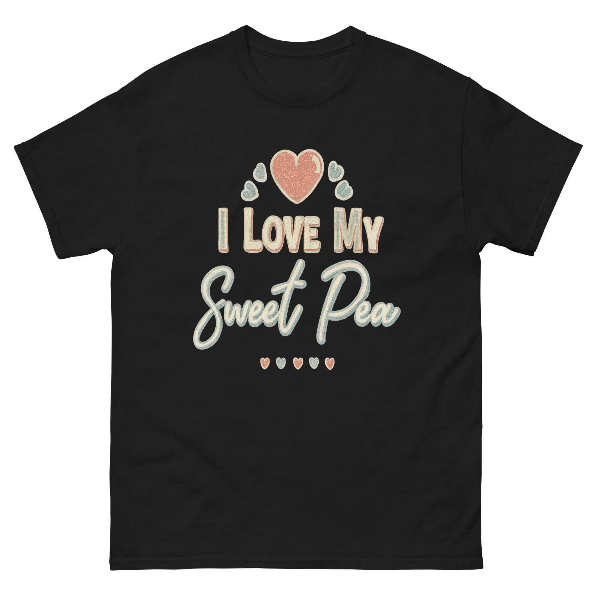romantic sweet pea flower shirt with love heart desig