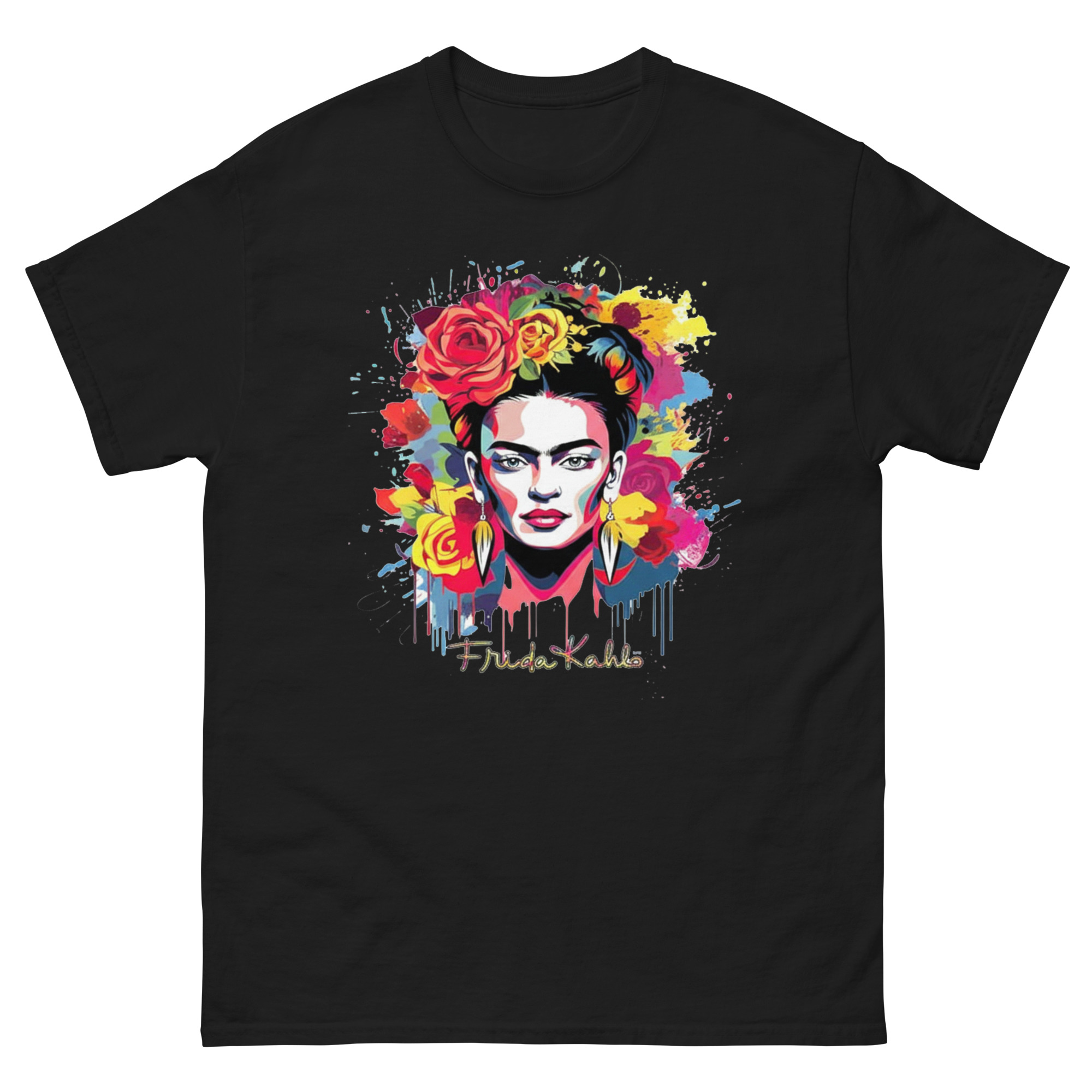 frida kahlo t shirt colorful artistic portrait graphic