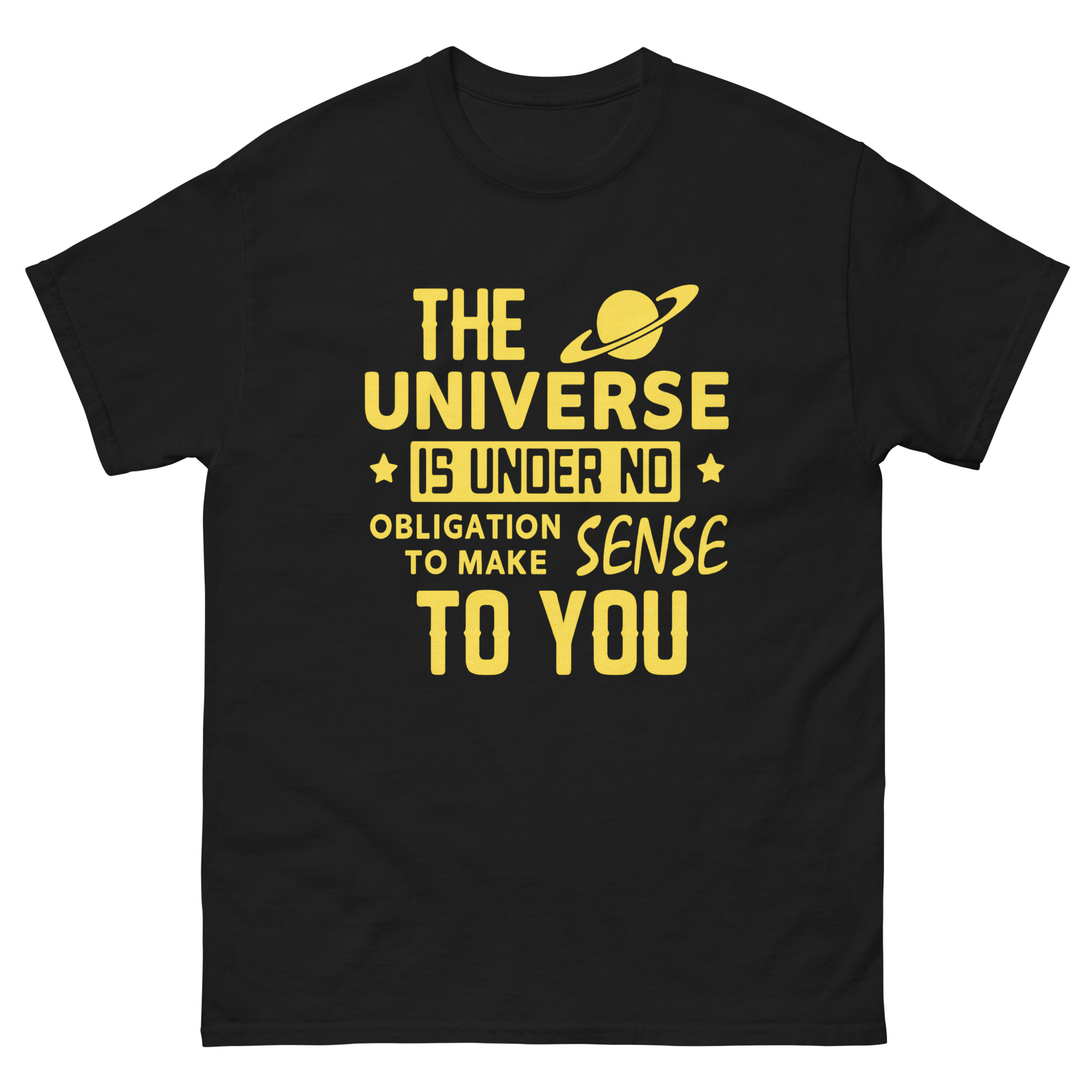 geek universe t shirt with funny cosmic science quote design