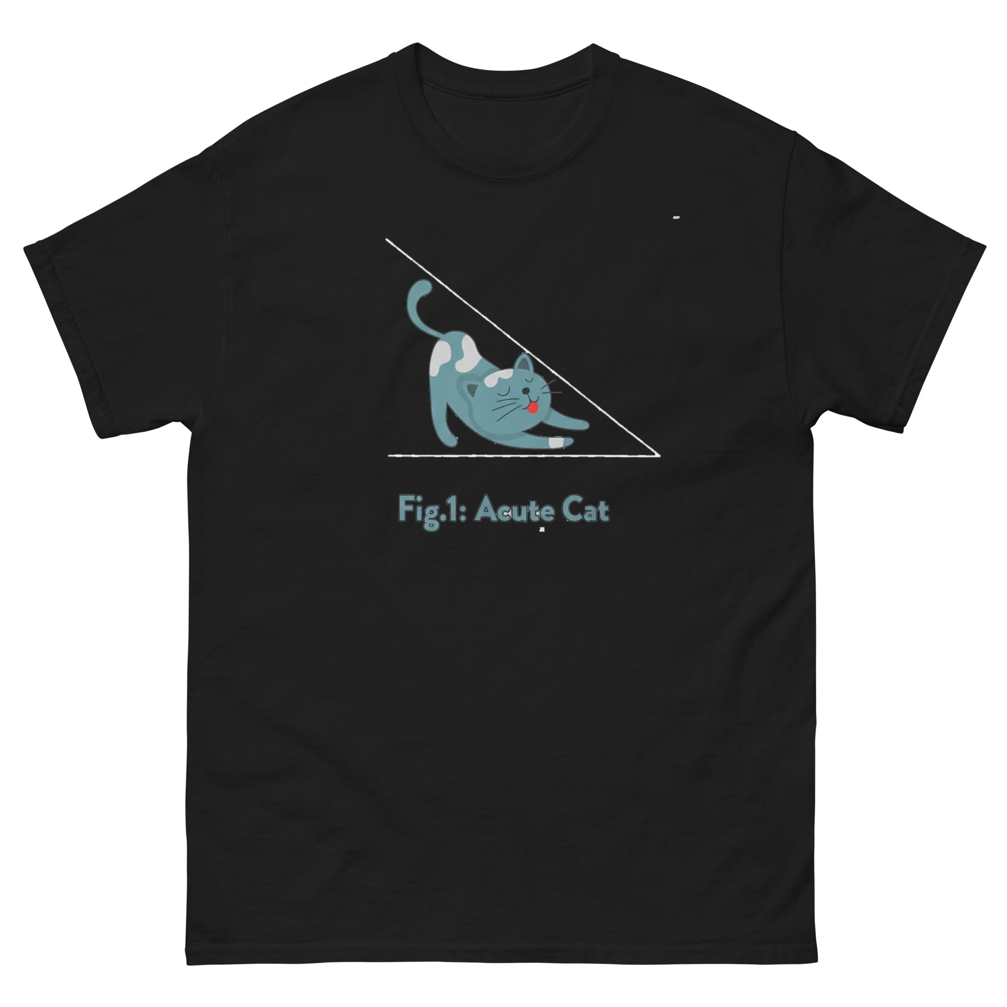 Acute cat pun math t-shirt with triangle design