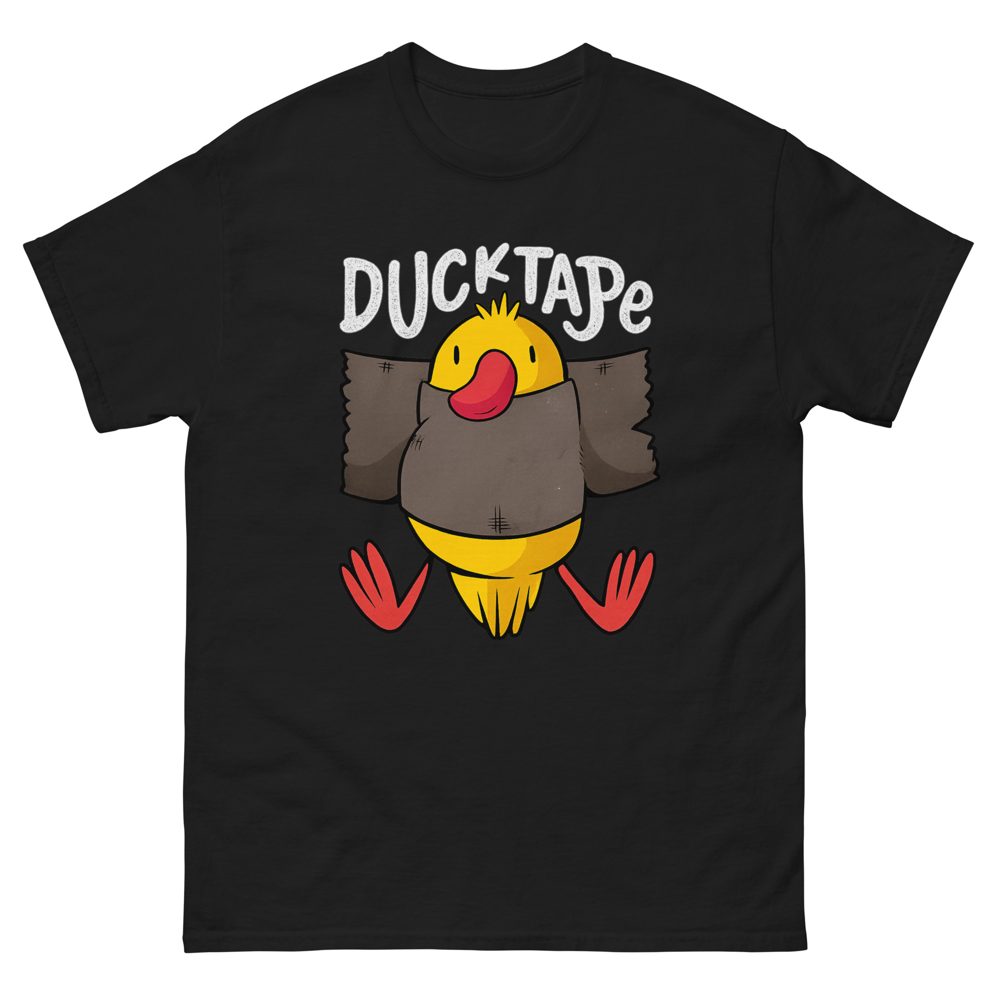 Funny Duck Tape cartoon pun t-shirt with humorous duck design