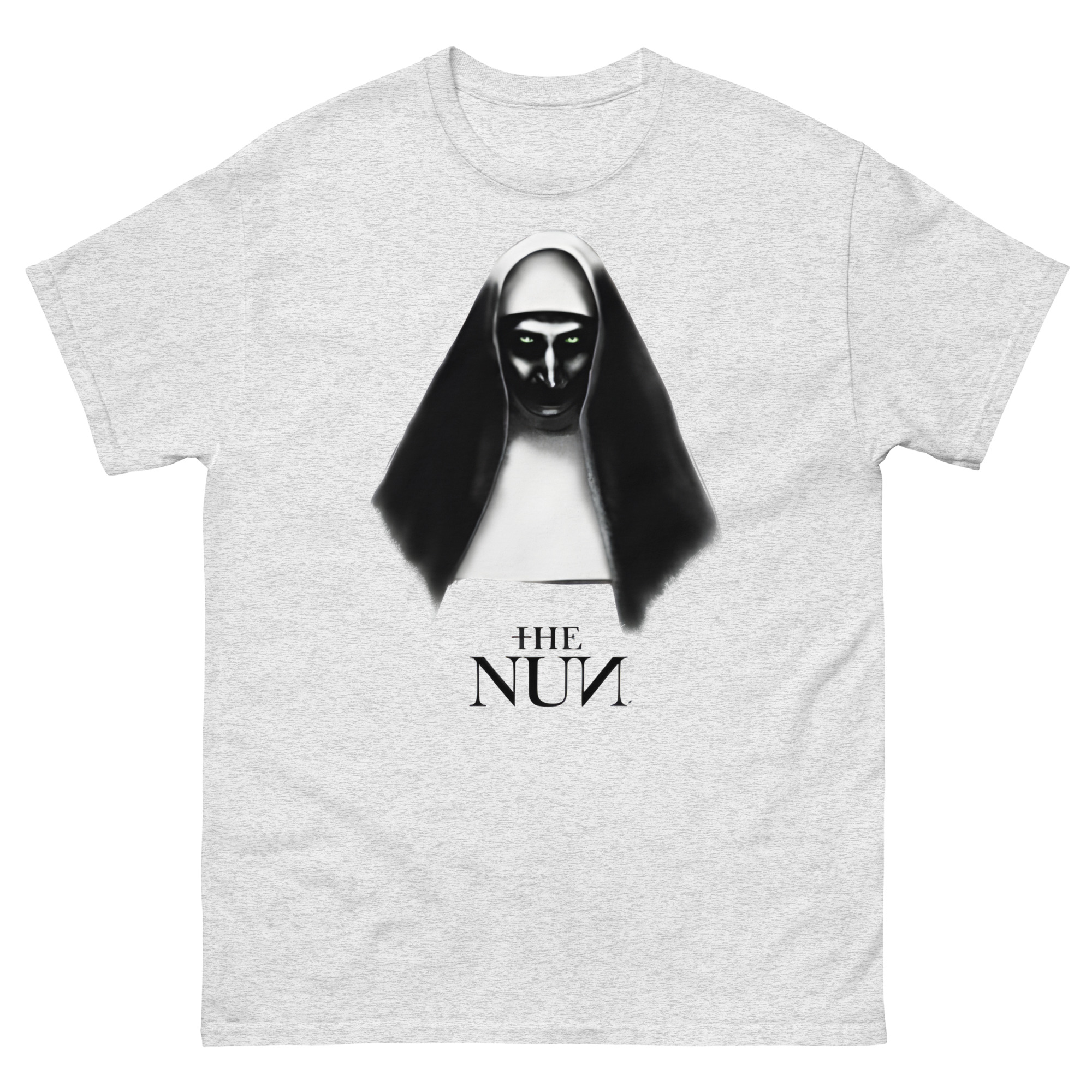 The Nun T-Shirt featuring eerie horror face graphic from The Conjuring Universe