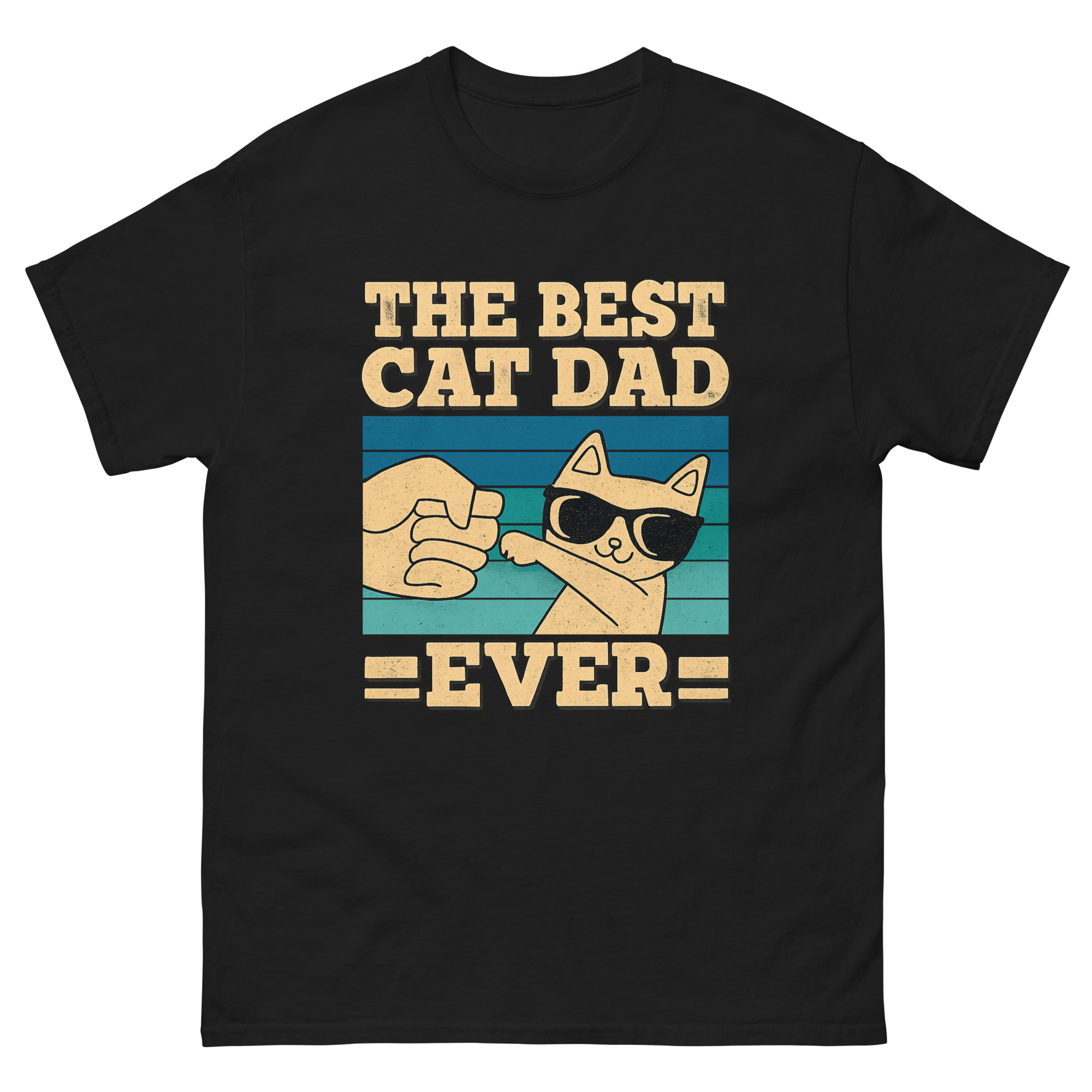 The Best Cat Dad Ever shirt with cool cat graphic and fist bump design