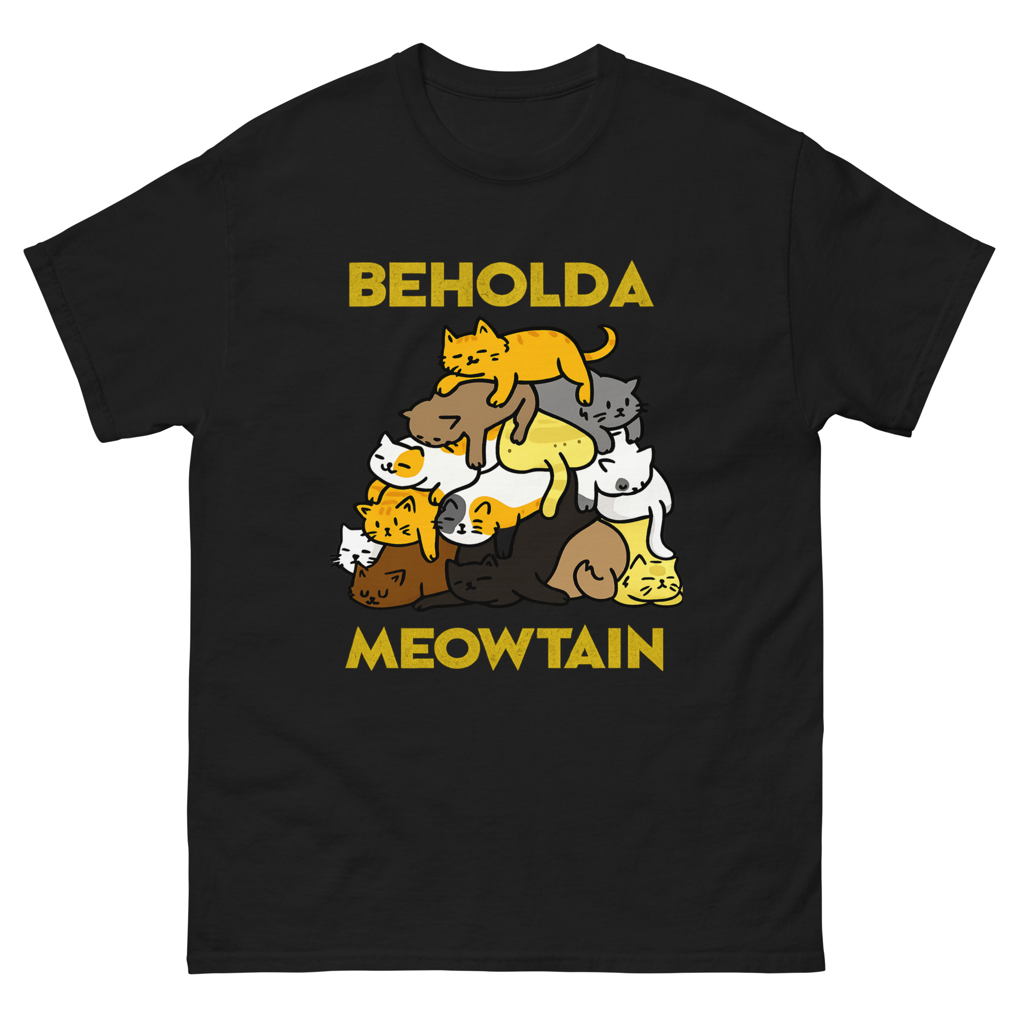 The Mountain Cat shirt with stacked cats Behold a Meowtain design – funny gift for cat lovers