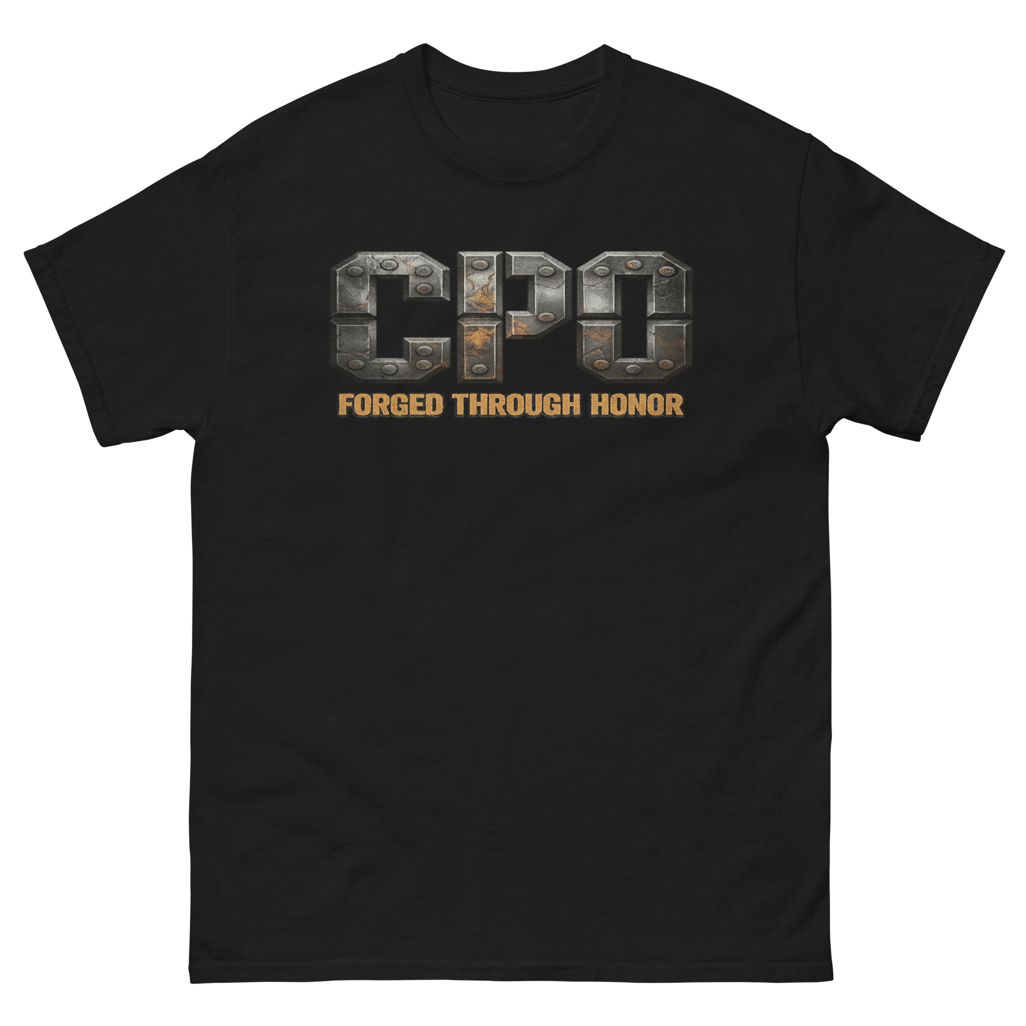 Chief Petty Officer forged through honor t-shirt with metallic design