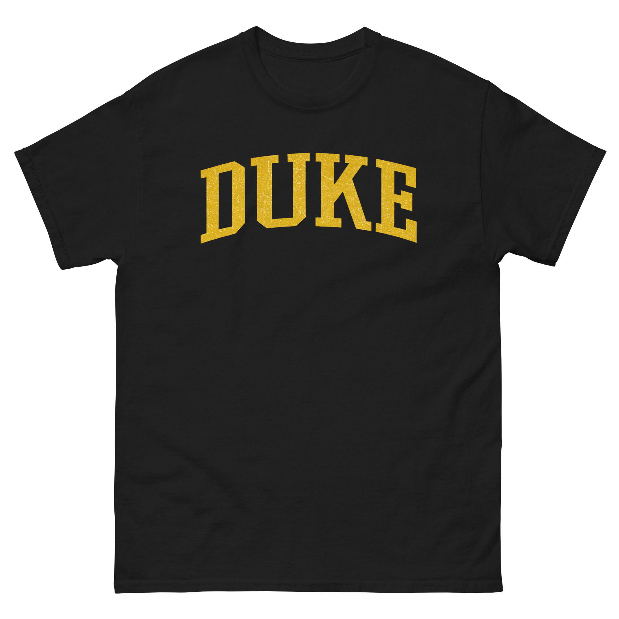 Duke shirt with bold varsity lettering design on chest