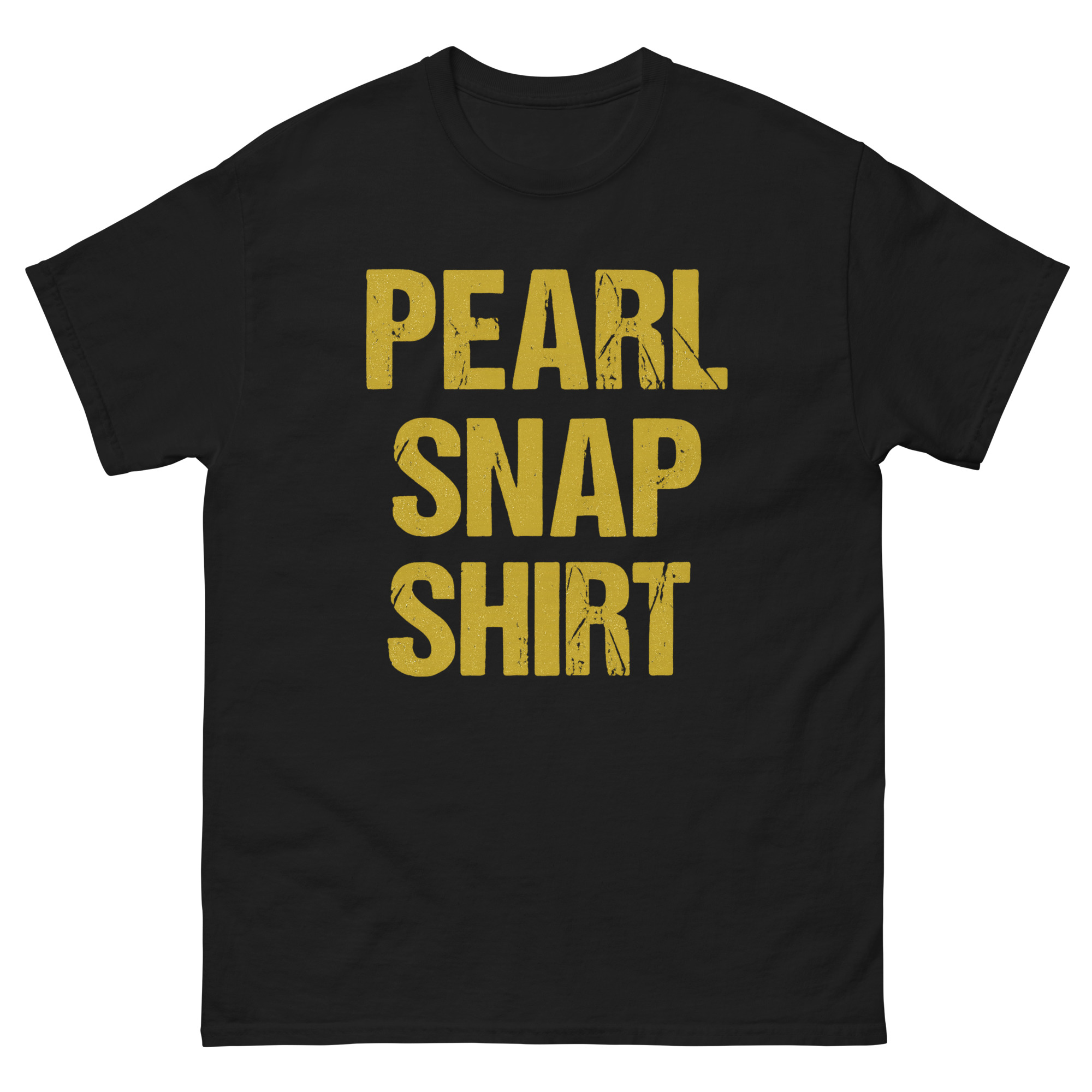 bold pearl snap shirt graphic tee with vintage western text design