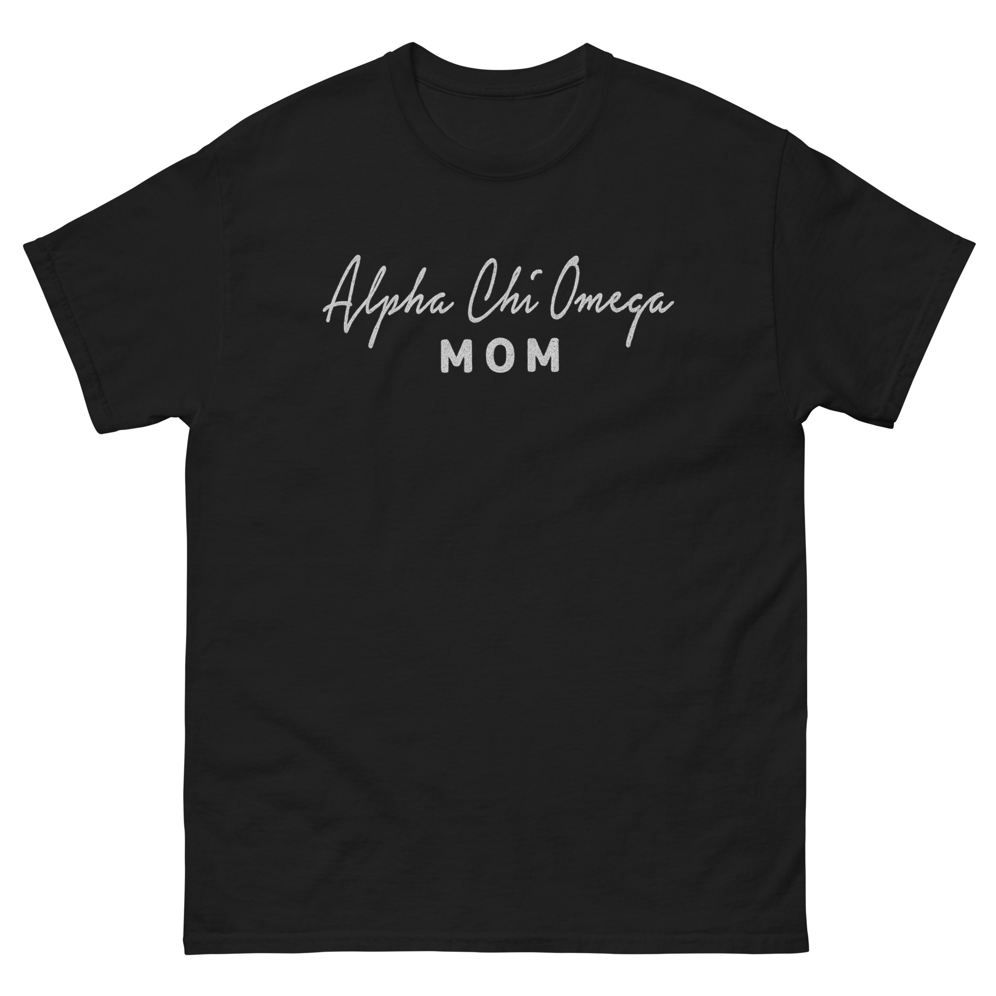 alpha chi omega mom shirt with greek sorority lettering