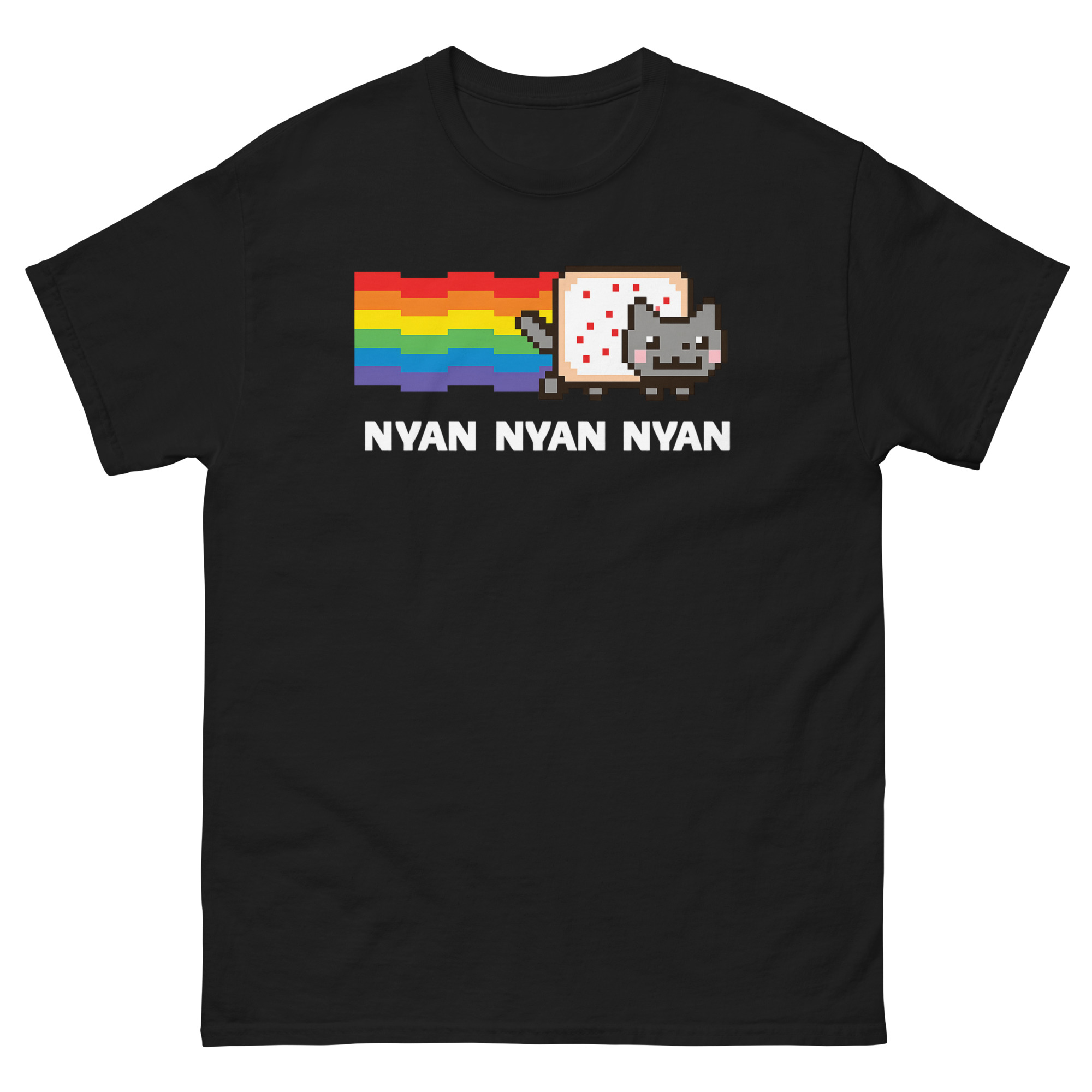 retro nyan cat rainbow pixel meme t-shirt