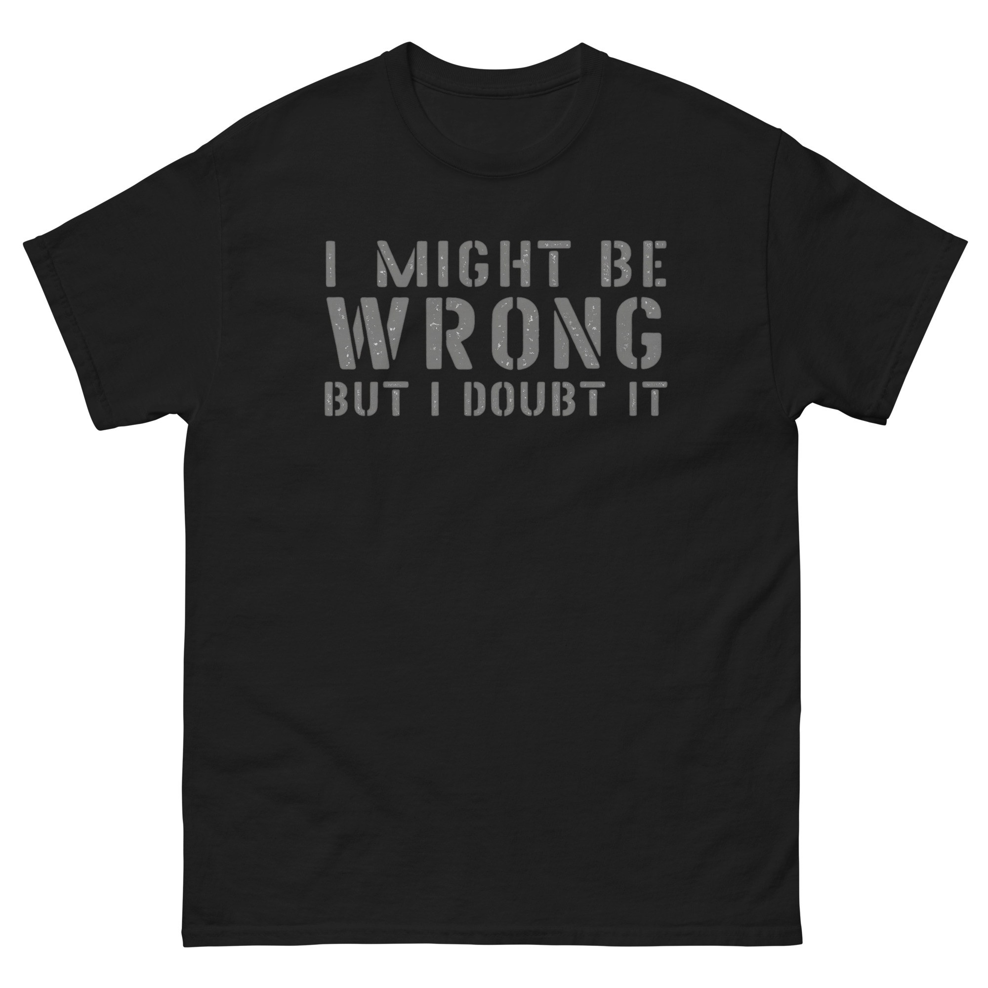 I Might Be Wrong But I Doubt It funny sarcastic quote t-shirt for men and women