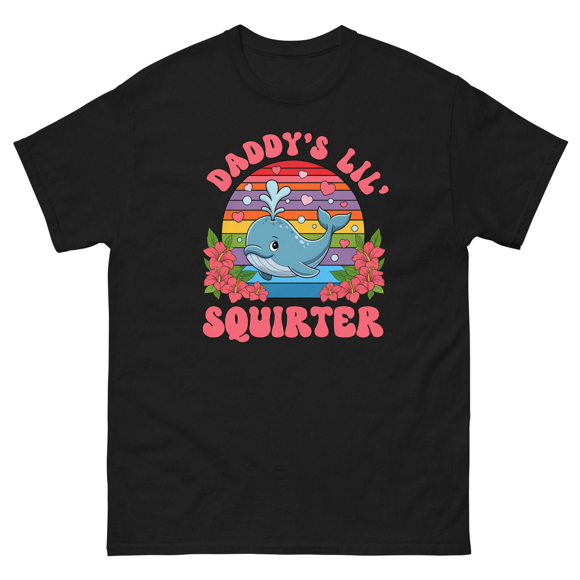 Daddy’s Lil’ Squirter Shirt with Cute Whale and Rainbow Graphic