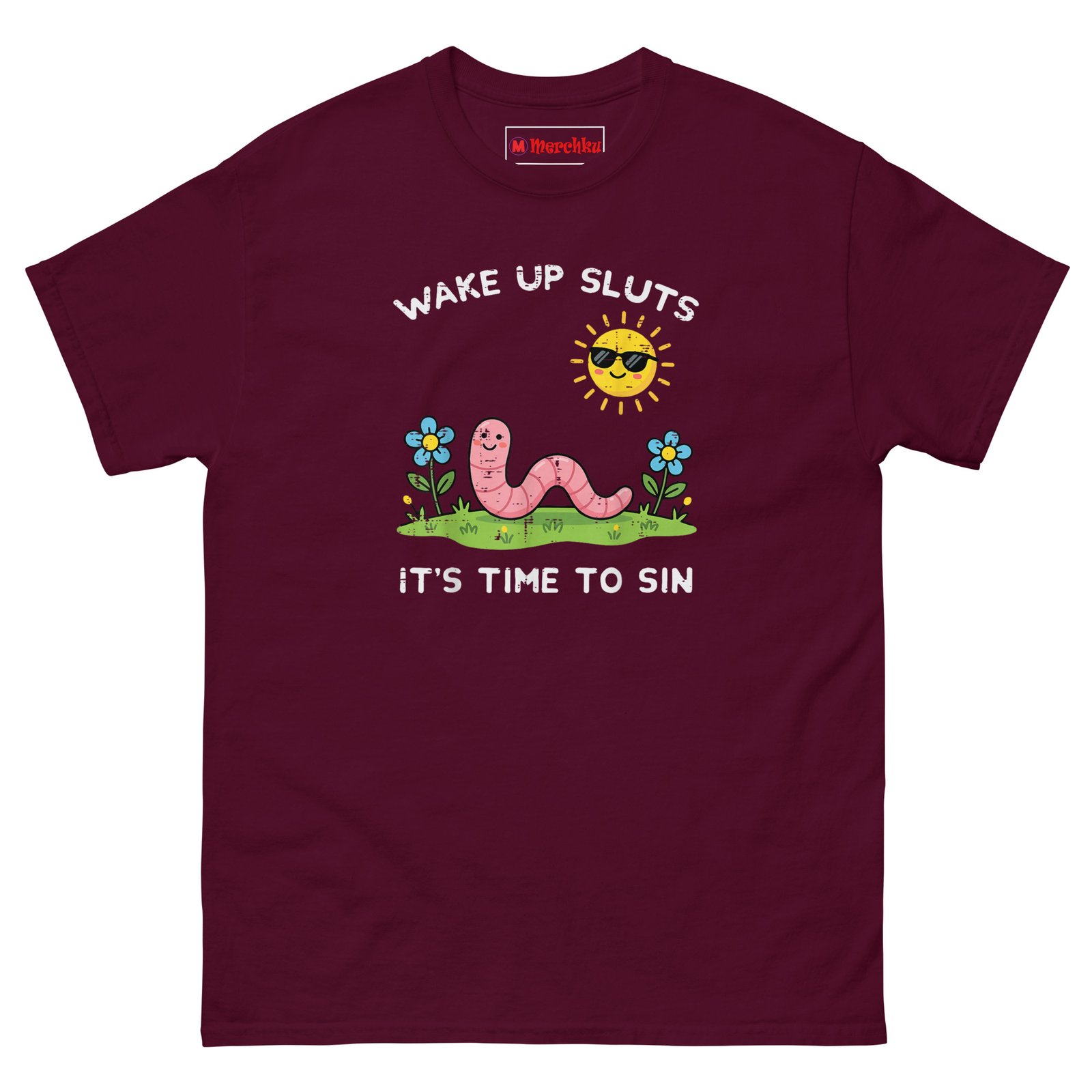 unisex-classic-tee-maroon-front-6a6acbc6e50e7.jpg